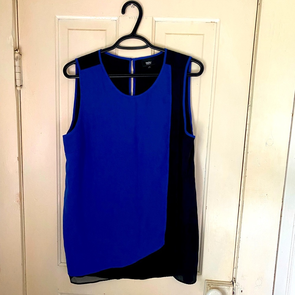 Blue and black tank blouse